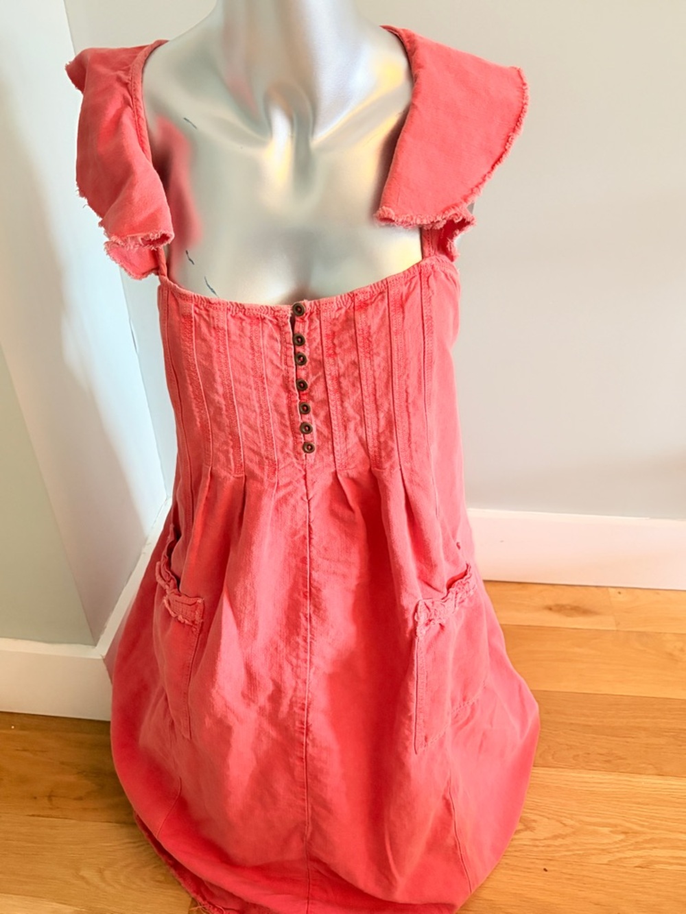 Pilcro Coral Pink Backless Button-Front Sundress